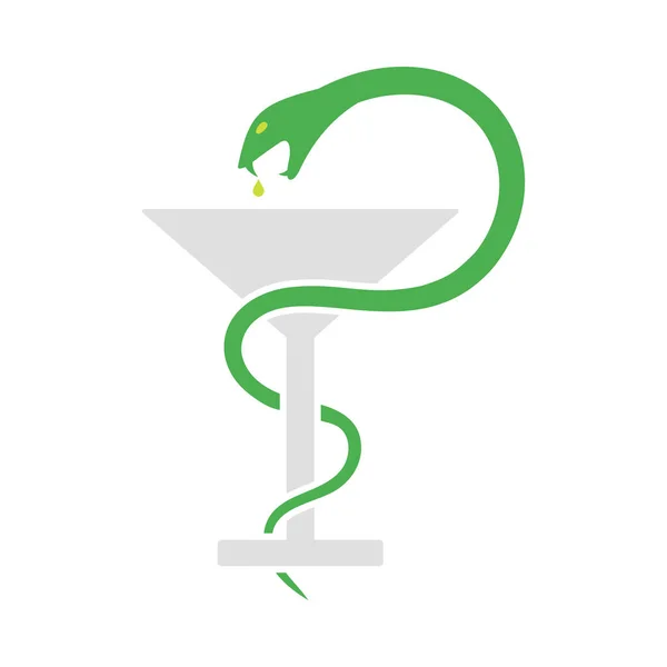 Medicine Sign Snake Glass Icon Flat Color Design Vector Illustration — Stock Vector