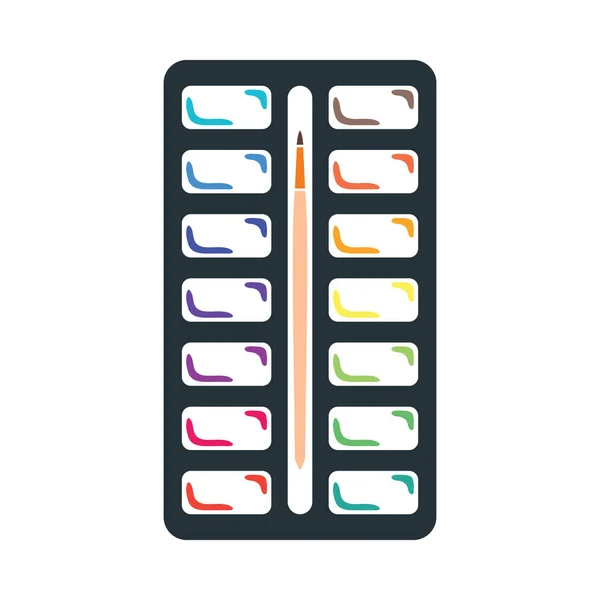 Icono Caja Pintura Acuarela Diseño Color Plano Ilustración Vectorial — Vector de stock