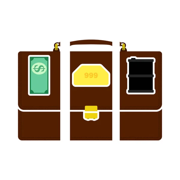 Oil Dollar Gold Dividing Briefcase Concept Icon Flat Color Design — Stock Vector