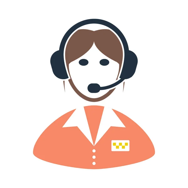 Taxi Dispatcher Icon Diseño Color Plano Ilustración Vectorial — Vector de stock