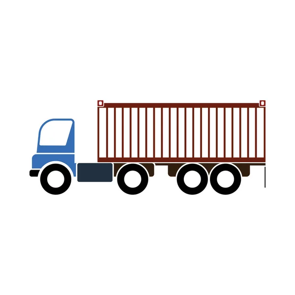 Container Truck Icon Flache Farbgestaltung Vektorillustration — Stockvektor