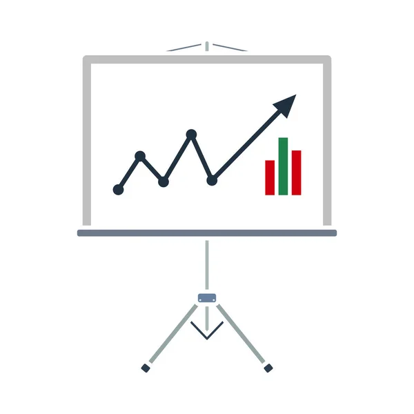 Analytics Stand Icon Diseño Color Plano Ilustración Vectorial — Vector de stock