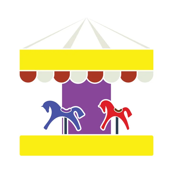 Children Horse Carousel Icon Flat Color Design Vector Illustration — Stock Vector