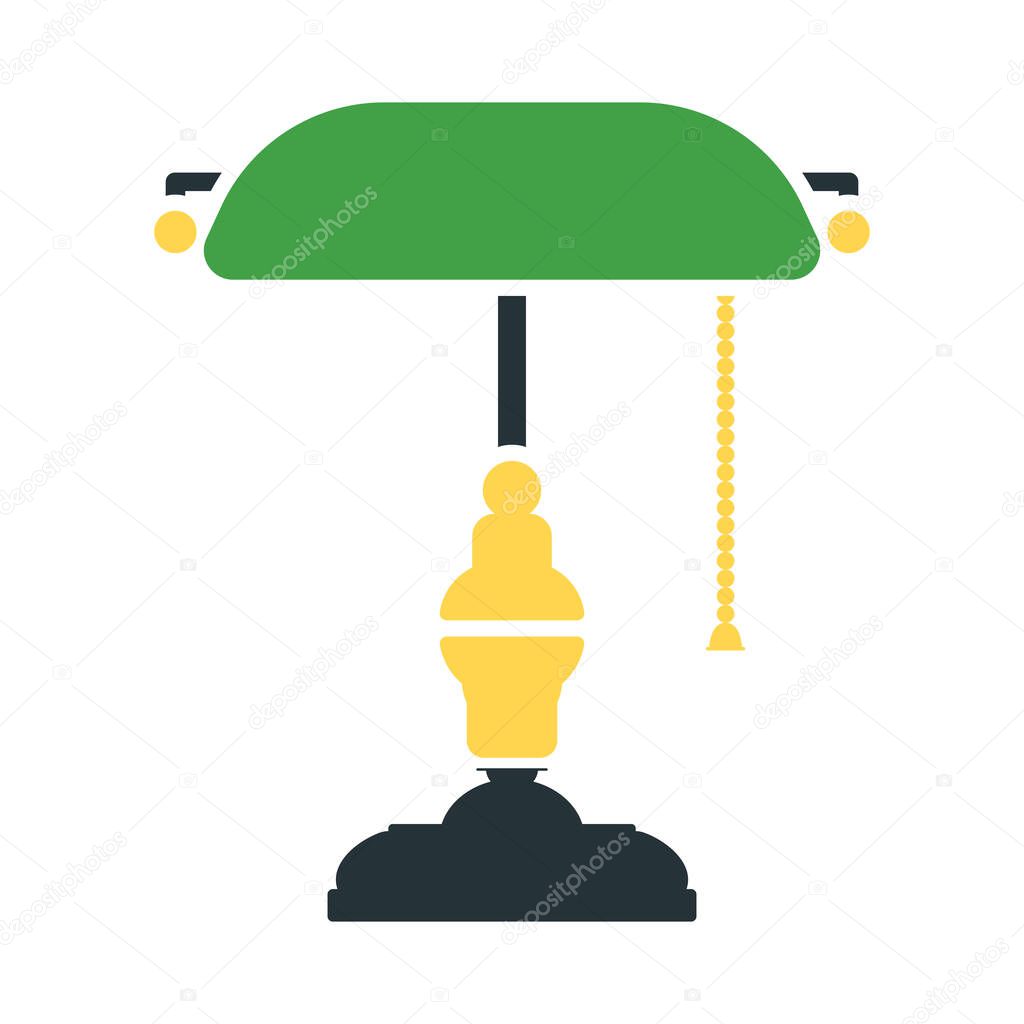 Writer's Lamp Icon. Flat Color Design. Vector Illustration.