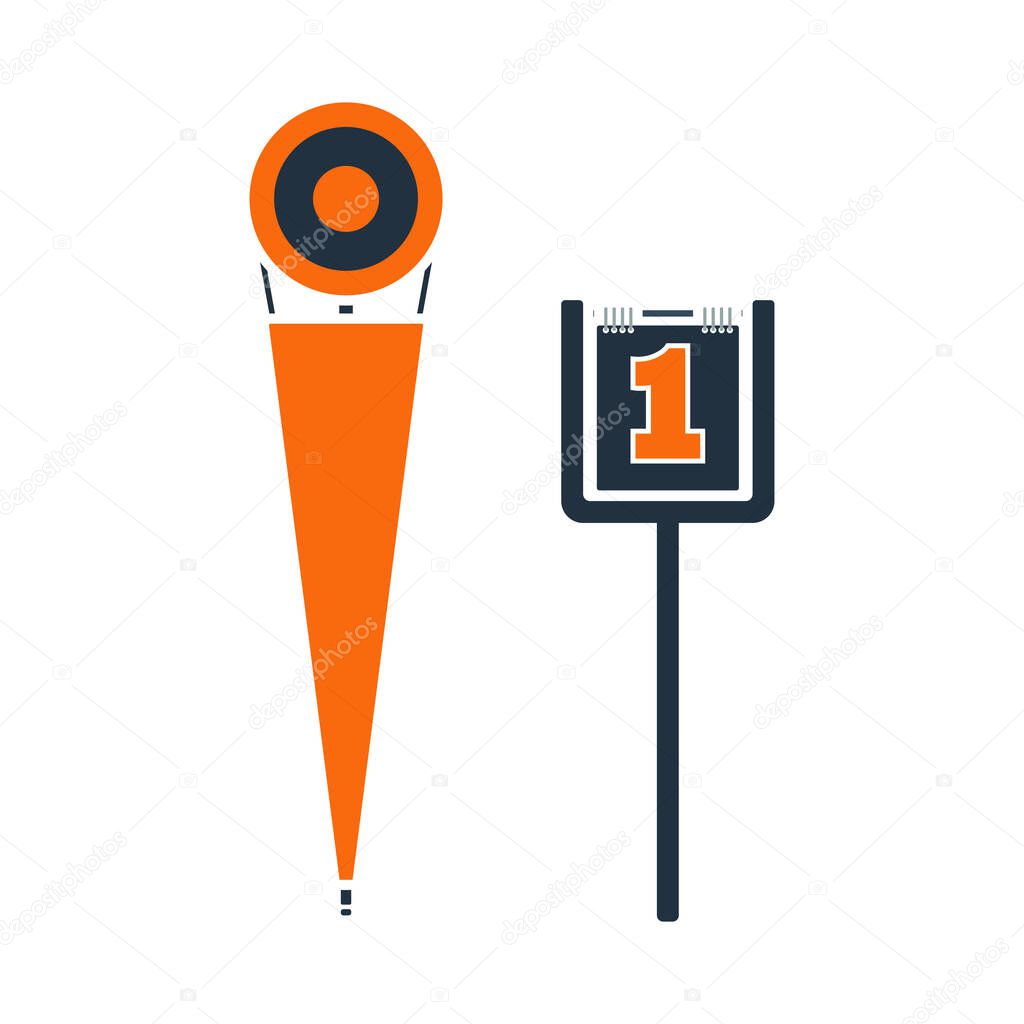American Football Sideline Markers Icon. Flat Color Design. Vector Illustration.