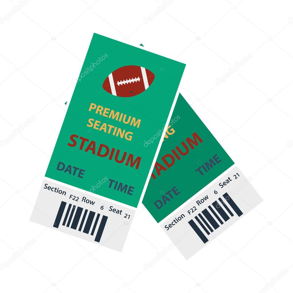 American Football Tickets Icon. Flat Color Design. Vector Illustration.