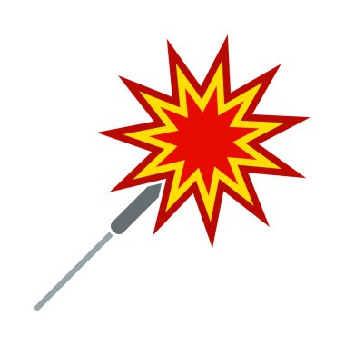 Parti Sparkler Simgesi. Düz Renk Tasarımı. Vektör İllüstrasyonu.