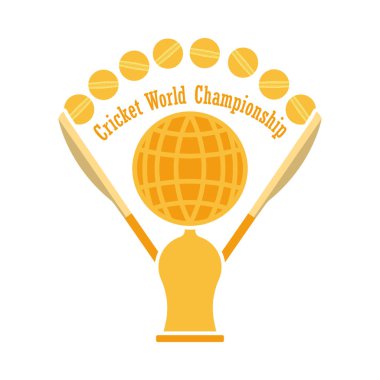 Kriket Kupası ikonu. Düz Renk Tasarımı. Vektör İllüstrasyonu.