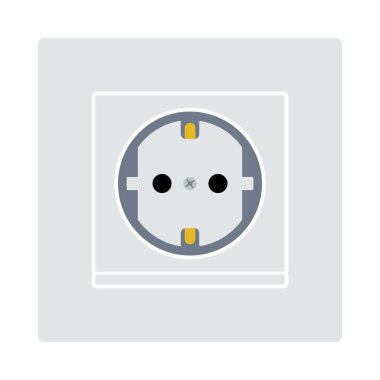 Avrupa Elektrik Soket Simgesi. Düz Renk Tasarımı. Vektör İllüstrasyonu.