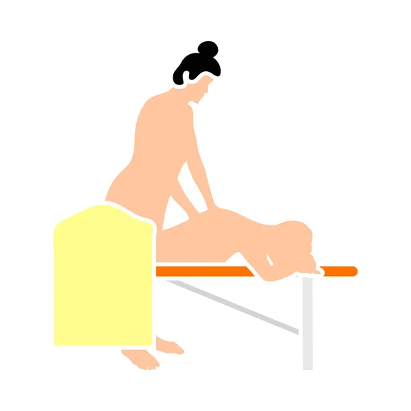 Vrouw Massage Ikoon Vlakke Kleur Ontwerp Vector Illustratie — Stockvector