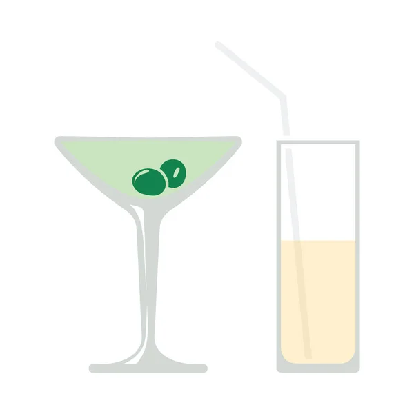 Coctail Gläser Ikone Vorhanden Flache Farbgestaltung Vektorillustration — Stockvektor