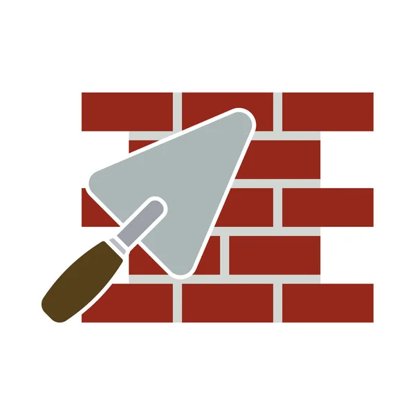 Icon Brick Wall Trowel Plochý Design Vektorová Ilustrace — Stockový vektor