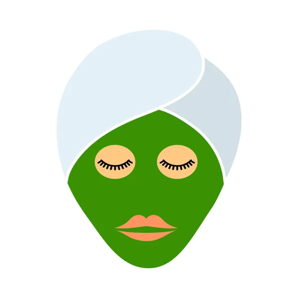 Nemlendirici Maskeli Kadın Kafası Düz Renk Tasarımı Vektör Llüstrasyonu — Stok Vektör