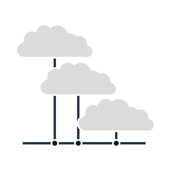 Ícone Rede Nuvem Design Cor Plana Ilustração Vetorial —  Vetores de Stock