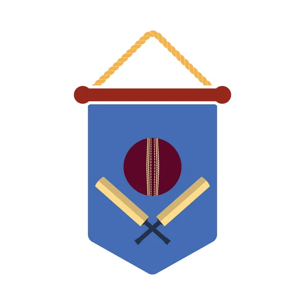 Cricket Shield Emblem Icon Design Cor Plana Ilustração Vetorial — Vetor de Stock