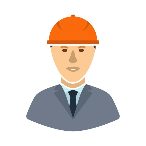 Icono Cabeza Del Trabajador Construcción Casco Diseño Color Plano Ilustración — Vector de stock