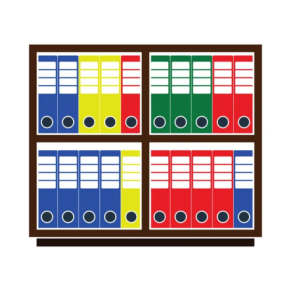 Gabinete Oficina Con Icono Carpetas Diseño Color Plano Ilustración Vectorial — Vector de stock