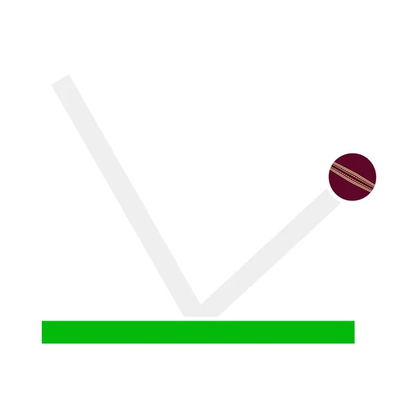 Cricket Ball Trajectory Ikone Flache Farbgestaltung Vektorillustration — Stockvektor