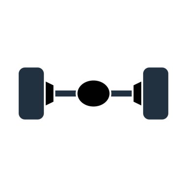 Araba Arka Dingil Simgesi. Düz Renk Tasarımı. Vektör İllüstrasyonu.