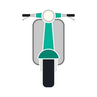 Scooter Simgesi. Düz Renk Tasarımı. Vektör İllüstrasyonu.