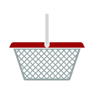 Süpermarket Shoping Sepet Simgesi. Düz Renk Tasarımı. Vektör İllüstrasyonu.