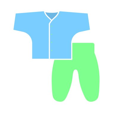 Bebek Simge Giysin. Düz Renk Tasarımı. Vektör İllüstrasyonu.