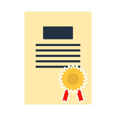 Diploma Simgesi. Düz Renk Tasarımı. Vektör İllüstrasyonu.