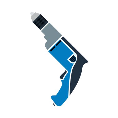 Elektrikli Matkap Simgesi. Düz Renk Tasarımı. Vektör İllüstrasyonu.