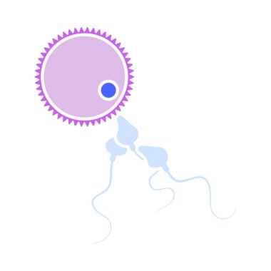 Sperm ve yumurta hücre simgesi. Düz Renk Tasarımı. Vektör İllüstrasyonu.