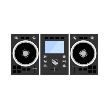 DJ Simgesi. Düz Renk Tasarımı. Vektör İllüstrasyonu.