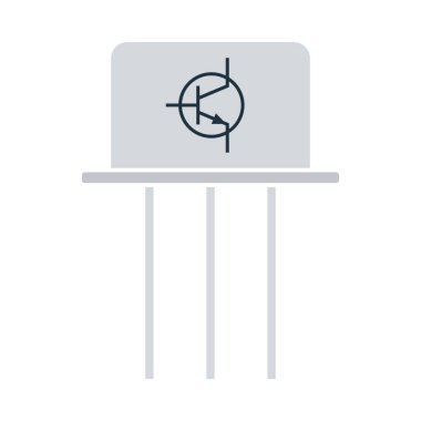 Transistör Simgesi. Düz Renk Tasarımı. Vektör İllüstrasyonu.