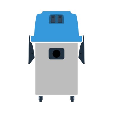 Süpürge Temizleyici Simgesi. Düz Renk Tasarımı. Vektör İllüstrasyonu.