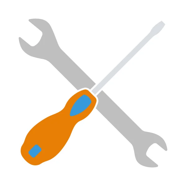 Wrench Screwdriver Icon Flat Color Design Vector Illustration — Stock Vector
