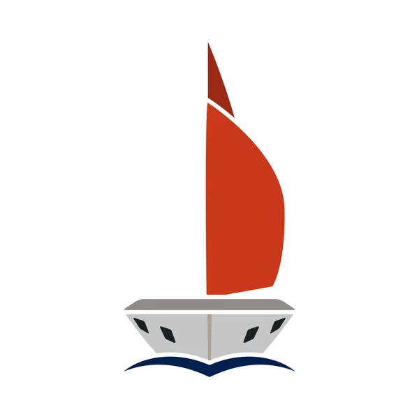 Вітрильний Яхт Значок Плоский Дизайн Кольорів Векторна Ілюстрація — стоковий вектор