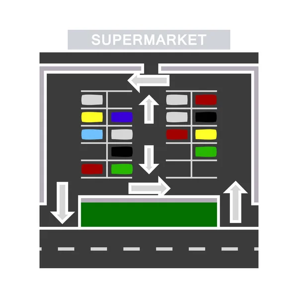 Supermercado Parking Square Icono Diseño Color Plano Ilustración Vectorial — Vector de stock