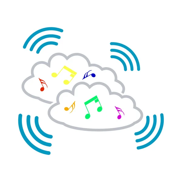 Music Cloud Icon Plochý Design Vektorová Ilustrace — Stockový vektor