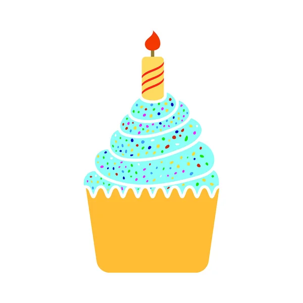 First Birthday Cake Icon Flat Color Design Vector Illustration — Stock Vector