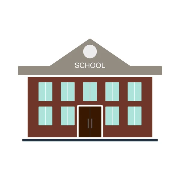 Ikon Gedung Sekolah Rancangan Warna Rata Ilustrasi Vektor - Stok Vektor