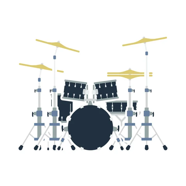 Drum Set Icon Design Colori Piatti Illustrazione Vettoriale — Vettoriale Stock