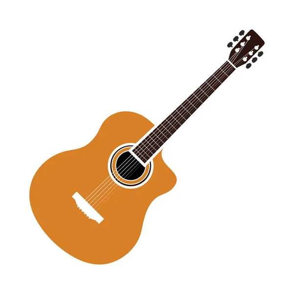 Ikon Gitar Akustik Rancangan Warna Rata Ilustrasi Vektor - Stok Vektor