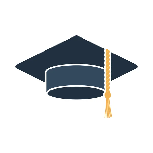 Graduation Cap Icon Flat Color Design Vector Illustration — Stock Vector
