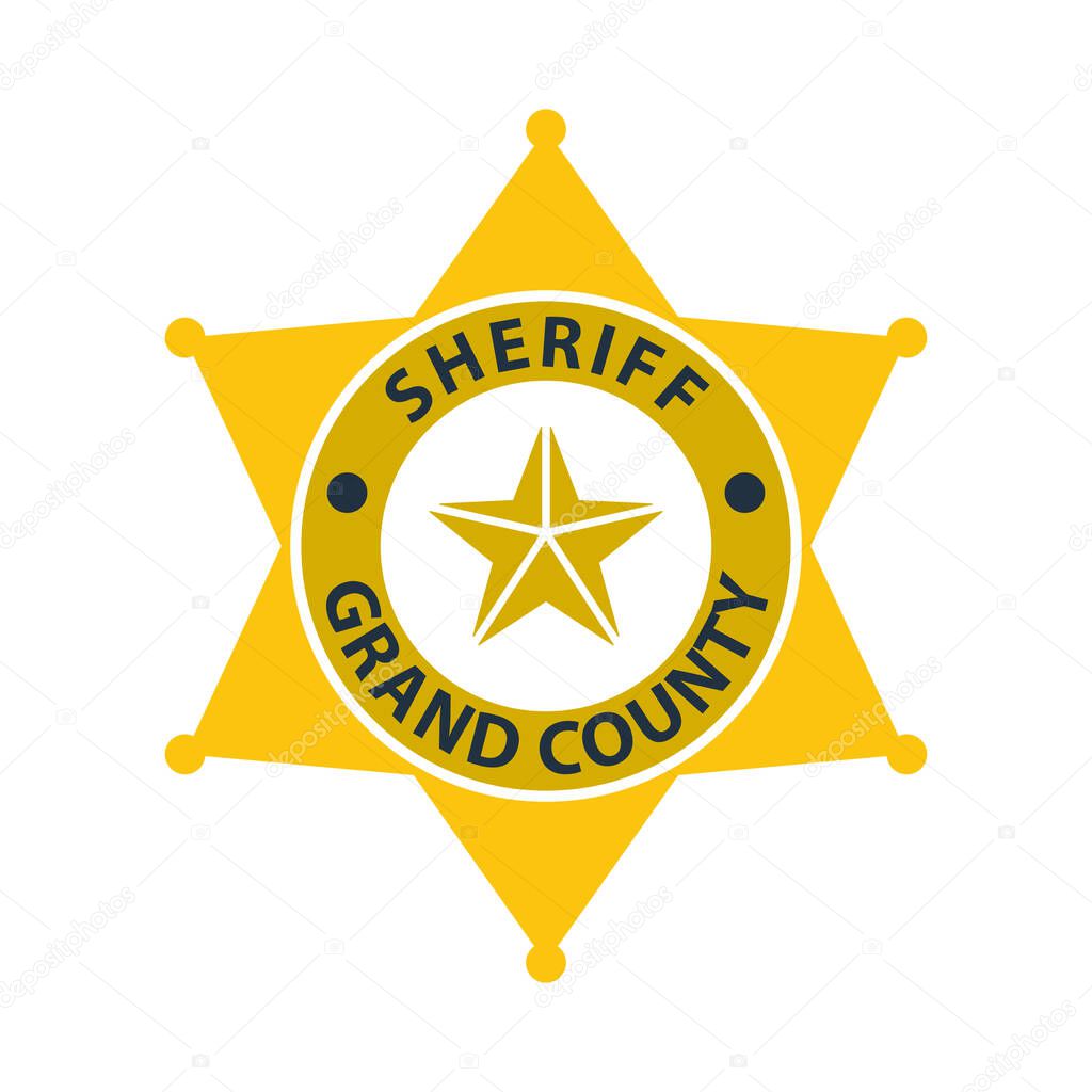 Sheriff Badge Icon. Flat Color Design. Vector Illustration.