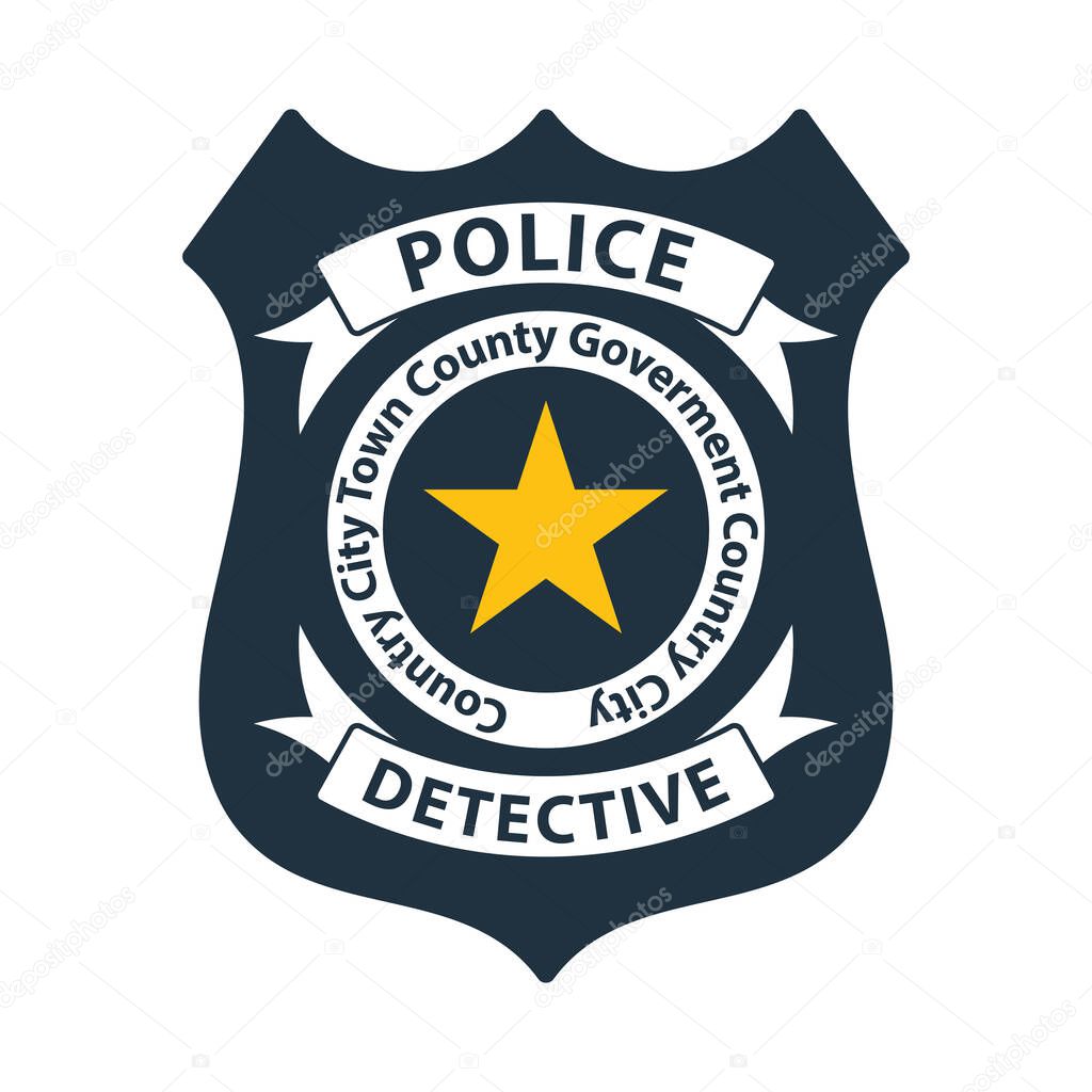 Police Badge Icon. Flat Color Design. Vector Illustration.