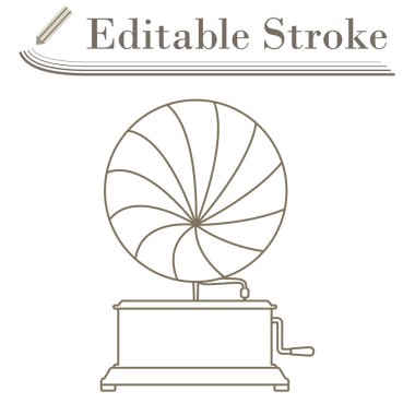 Gramofon Simgesi. Düzenlenebilir Basit Tasarım. Vektör İllüstrasyonu.