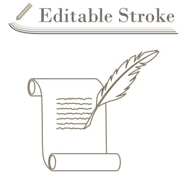 Tüy ve Kaydırma Simgesi. Düzenlenebilir Basit Tasarım. Vektör İllüstrasyonu.