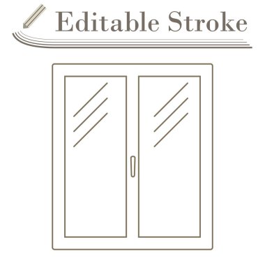 Kapalı Pencere Çerçevesi Simgesi. Düzenlenebilir Basit Tasarım. Vektör İllüstrasyonu.