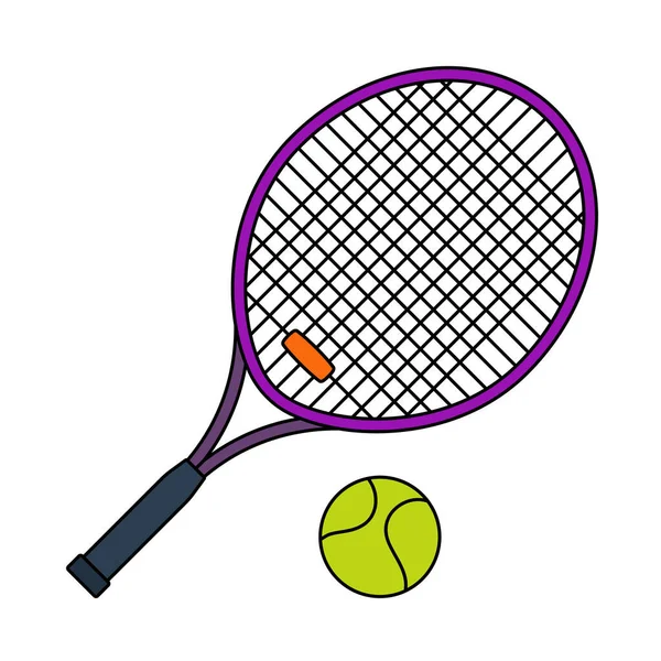 Ikone Des Tennis Rakete Und Ball Editierbare Umrisse Mit Farbfülldesign — Stockvektor