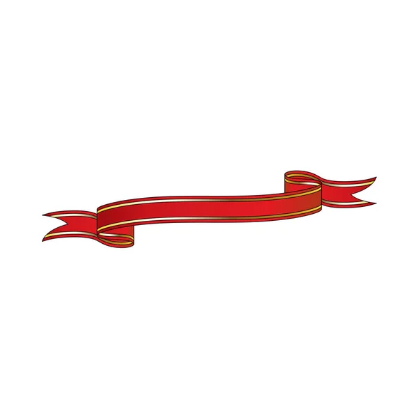 Red Ribbon Arany Csíkokkal Szerkeszthető Ütéssel Vektorillusztráció — Stock Vector