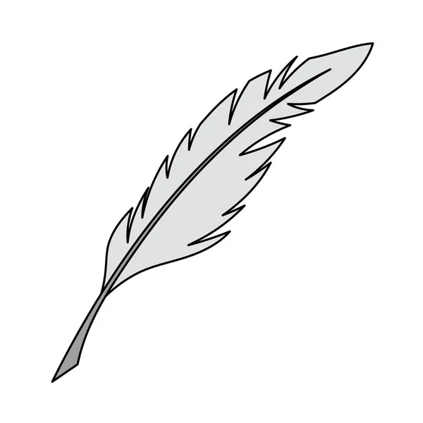 Scrivere Feather Icon Contorno Con Disegno Riempimento Colore Illustrazione Vettoriale — Vettoriale Stock