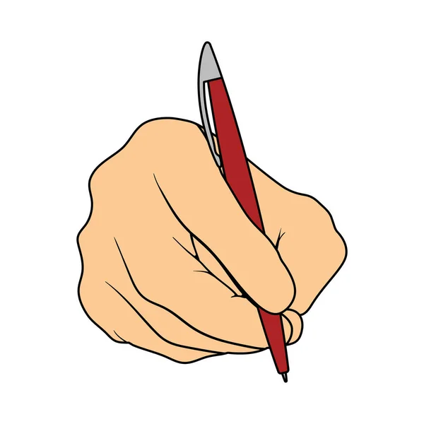 Mão Com Pen Icon Esboço Com Design Preenchimento Cor Ilustração —  Vetores de Stock